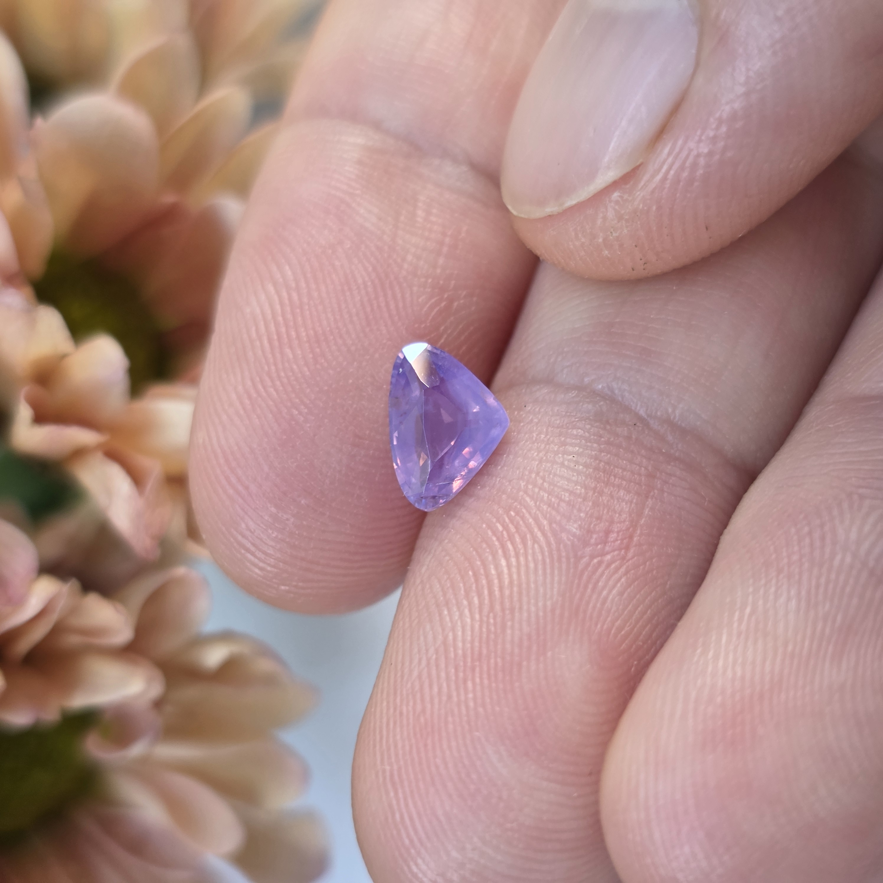 1.30 Ct Natural Purple Sapphire, Trillion Cut, Sri Lanka