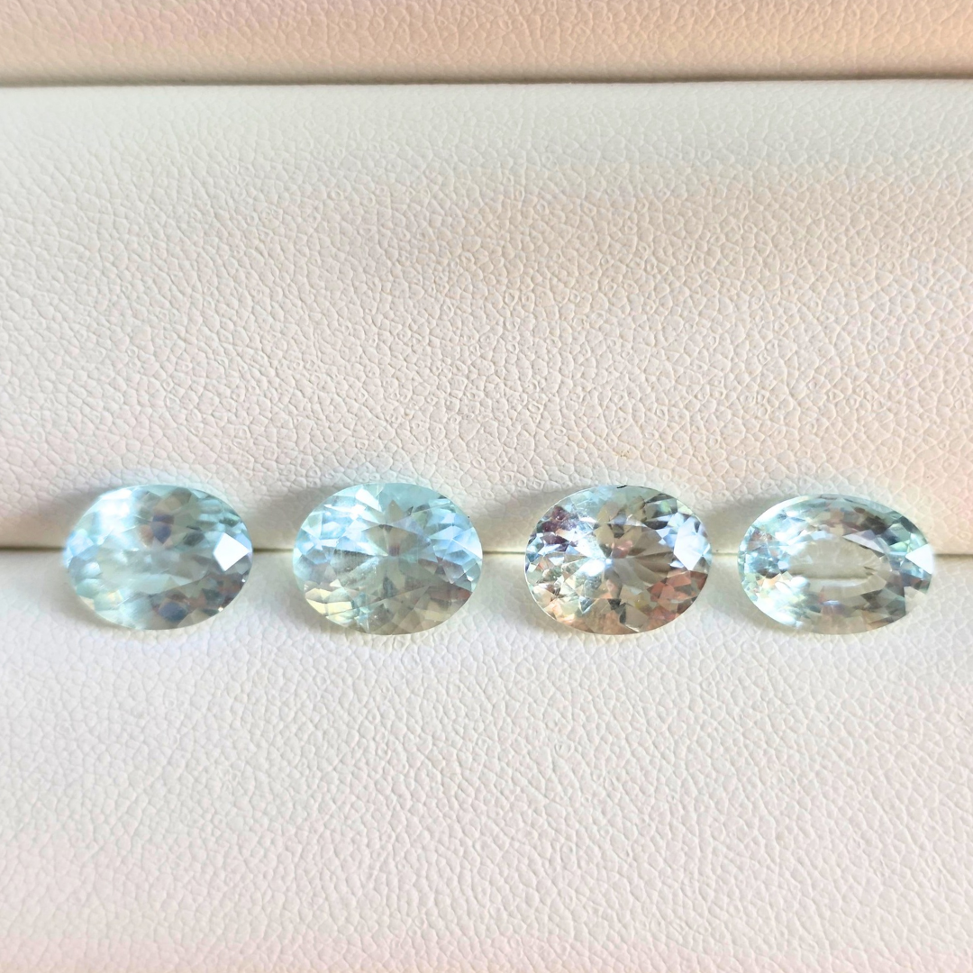 9.6 Ct Natural Aquamarine Parcel, 4 Pieces, Oval, Sri Lanka