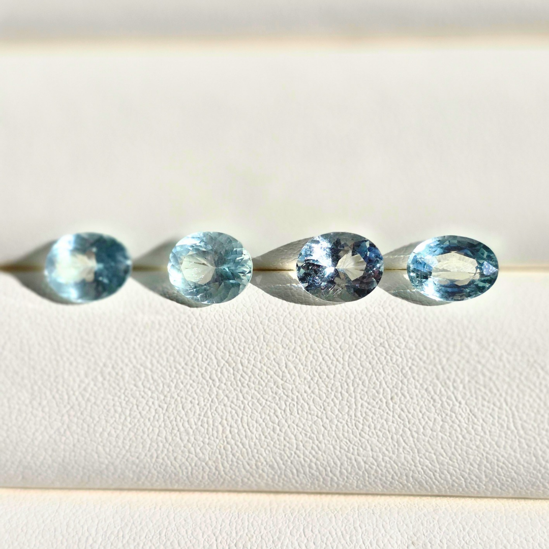9.6 Ct Natural Aquamarine Parcel, 4 Pieces, Oval, Sri Lanka