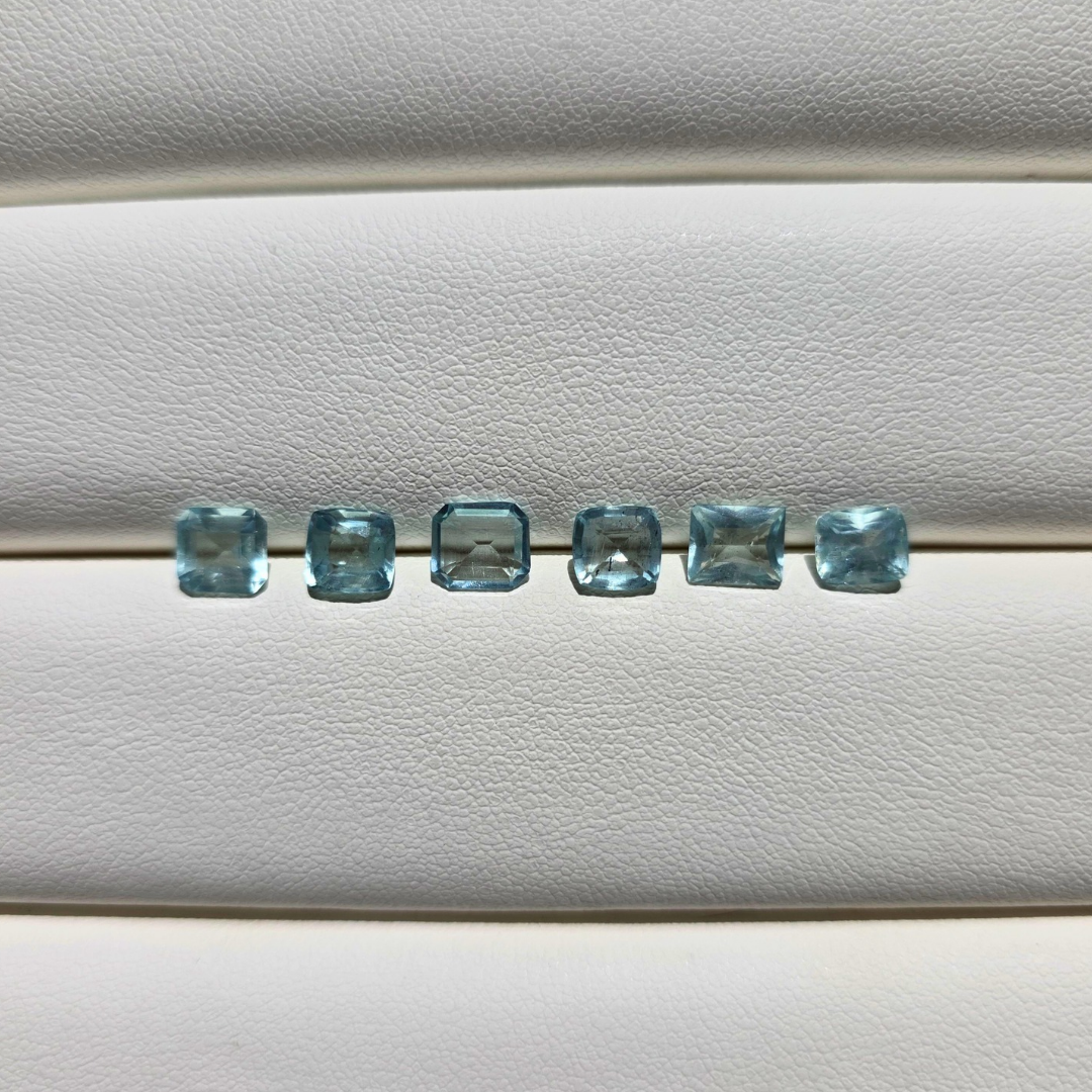 5.27 Ct Natural Aquamarine Parcel, 6 Pieces, Mixed cuts, Sri Lanka