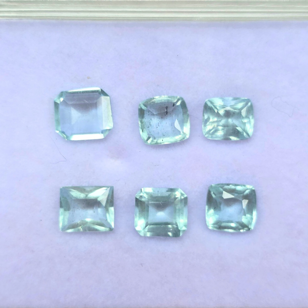 5.27 Ct Natural Aquamarine Parcel, 6 Pieces, Mixed cuts, Sri Lanka