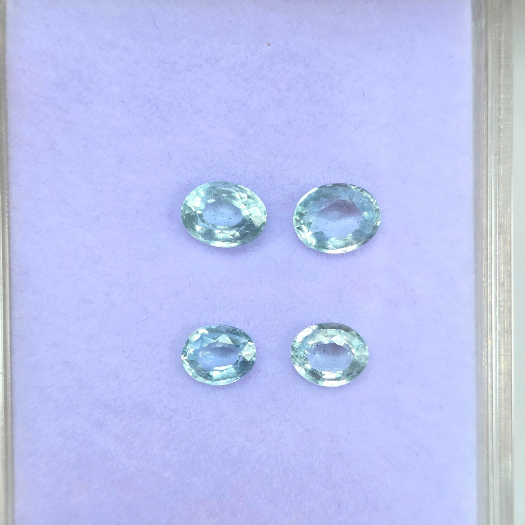 2.2 Ct Natural Aquamarine Parcel, 4 Pieces, Oval, Sri Lanka