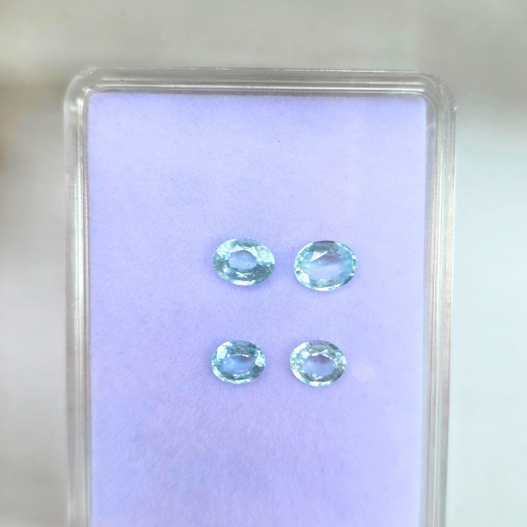2.2 Ct Natural Aquamarine Parcel, 4 Pieces, Oval, Sri Lanka